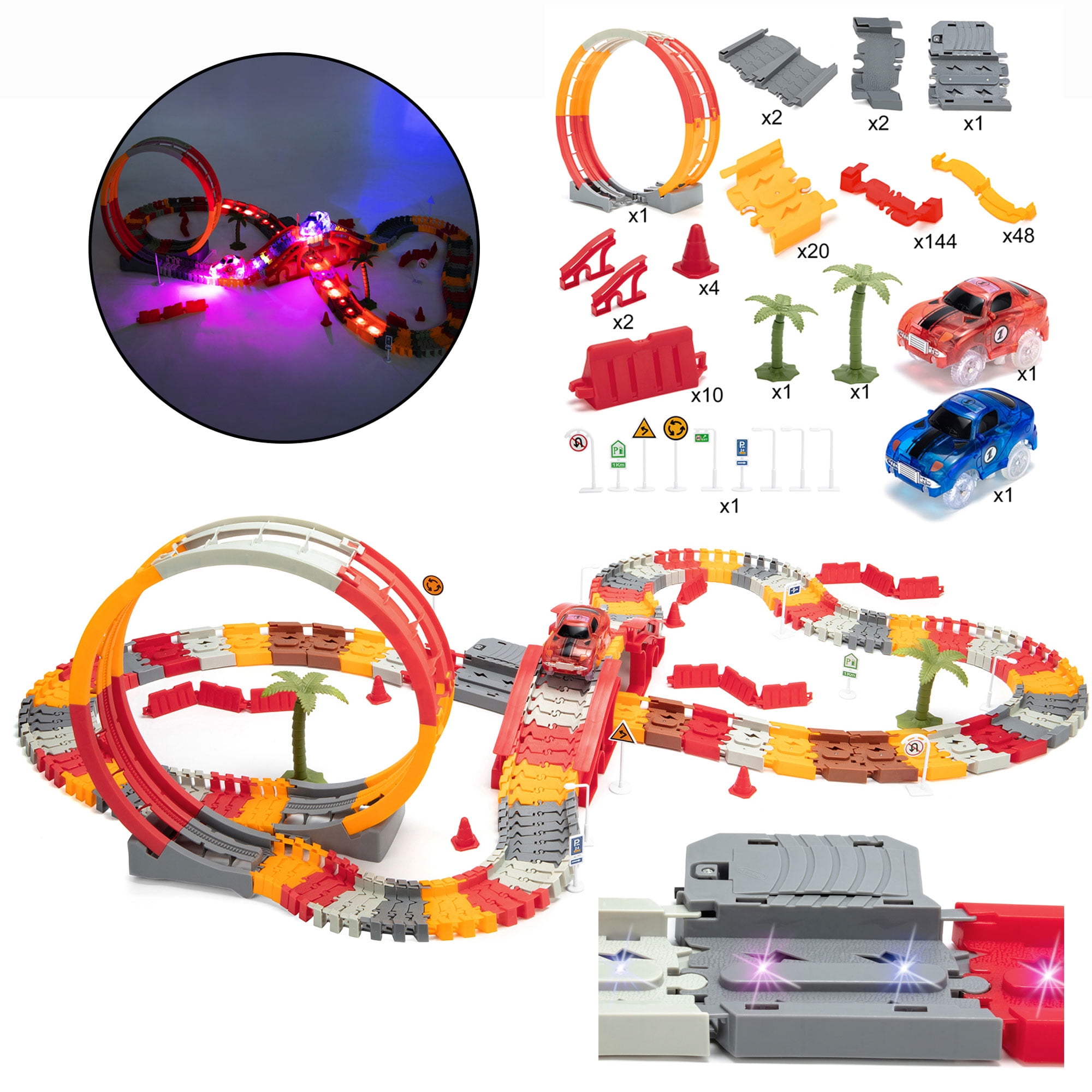 FUTATA Race Car Track Toy Flexible Track Set Vehicle Playset Toys Set