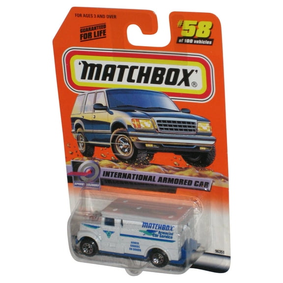 Matchbox Speedy Delivery (1999) White International Armored Car Toy 58/100 - (Bottom of Plastic Dented)