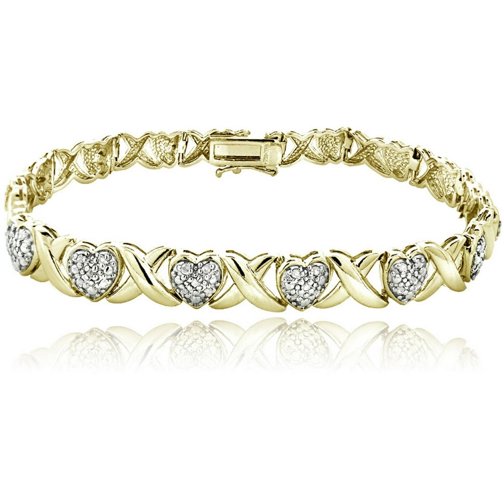 ONLINE 1/2 Carat Diamond X and Heart Bracelet in Yellow Gold