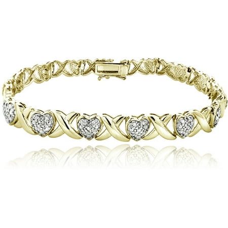 1/2 Carat T.W. Diamond Gold-Tone X and Heart Bracelet