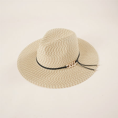 

MIARHB Straw Black Rope Decoration Holiday Holiday Big Brimmed Hat Sunhat