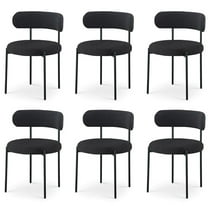 Maklaine Contemporary Black Boucle Fabric Dining Chair (Set of 6)