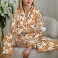 thumbnail image 5 of KLL Corgi Animal Print Women's Long Sleeve Pajamas with Pants Sleepwear Loungewear 2 Set-Large, 5 of 7