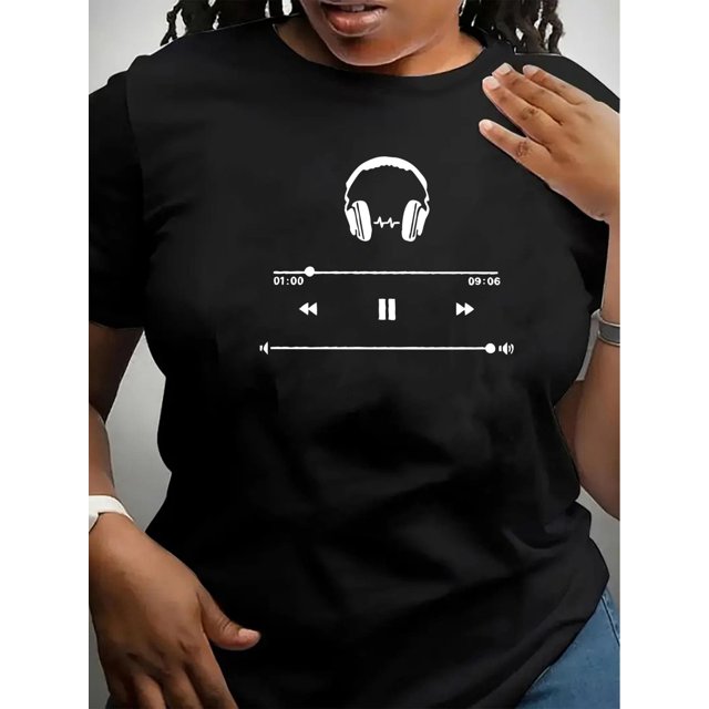 T-Shirt Graphique Inspiré de la Musique pour Femmes - Col Rond Confortable à Manches Courtes, Parfait pour l'Été et la Fête des Pères, Fête des Mères, Nouvel An, Festival de Printemps, Saint-Valentin, Fête de l'Indépendance