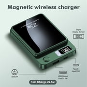 Power Bank,10000mAh 22.5W Fast Charging Portable Charger,2 in 1 Wireless Power Bank with LED Display Compatible with iPhone 8 Above Series,Green