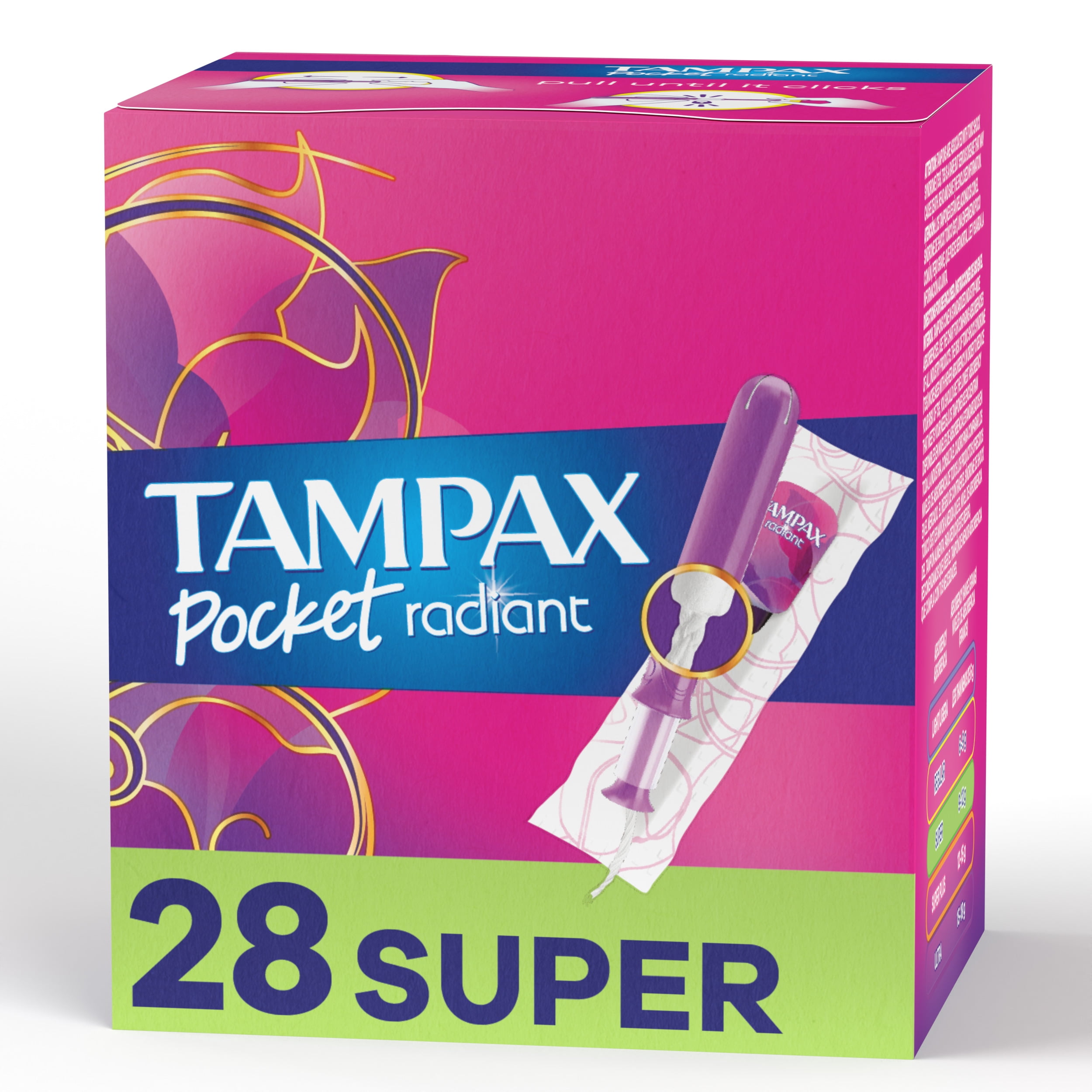 Tampax Pocket Radiant Compact Tampons Super Absorbency Unscented 28 Tampax Pocket Radiant Compact Tampons Super Absorbency Unscented 28