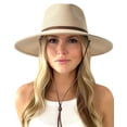 thumbnail image 1 of Gorro de sol FURTALK para mujer, paja, ala ancha, estilo Panama Fedora, color beige, 1 of 7