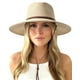 thumbnail image 1 of Gorro de sol FURTALK para mujer, paja, ala ancha, estilo Panama Fedora, color beige, 1 of 7