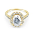 thumbnail image 3 of Oval Cut Moissanite Lab Created Diamond Halo Engagement Promise Ring For Women In 14K Yellow Gold Over Sterling Silver(VVS1 Clarity,G-H Color,3 Cttw)-7.5, 3 of 7