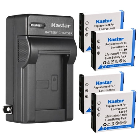 Kastar 4-Pack Battery LB-50 and AC Wall Charger Replacement for Lectrosonics LB-50 Battery Lectrosonics SSM Transmitter & IFBR1B Receiver IFBR1B Bodypack Receiver Lectrosonics 40117