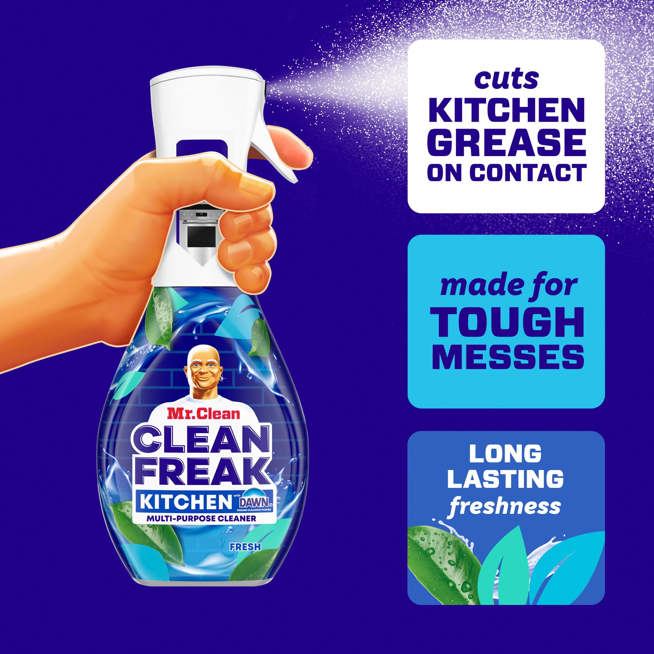 (6 pack) Mr. Clean Clean Freak Fresh Kitchen Multi Purpose Degreaser, 16 Fl oz, Household Cleaner