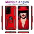 thumbnail image 2 of Samsung Galaxy S21 Ultra 5G Case, Dteck Hybrid Rugged Shockproof Case with 360 Degree Rotation Ring Holder Finger Kickstand for Samsung Galaxy S21 Ultra,Red, 2 of 5