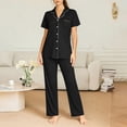 thumbnail image 4 of LWITHSZG Pajama Sets for Women Short Sleeve Button Down Shirts and Straight Leg Pants 2 Piece Matching Pjs Summer Loose Lounge Sets, 4 of 6