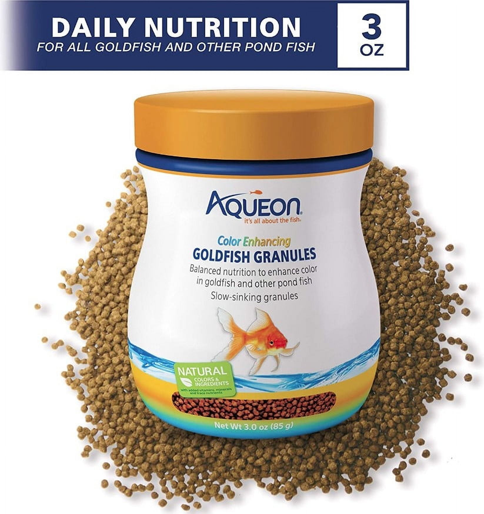 Aqueon Color Enhancing Goldfish Granules [Aquarium Goldfish Food, Aquarium Supplies] 18 oz (6 x 3 oz)