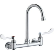 Elkay LK940GN05T4H Elkay Scrub/Handwash 8" Centerset Wall Mount Faucet w/5" Gooseneck Spout 4" Wristblade Handles 1/2in Offset Inlet
