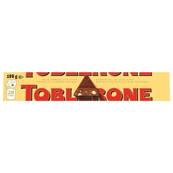 TOBLERONE, Milk Chocolate Bar With Honey and Almond Nougat, 100 g