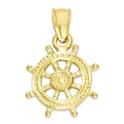 14k Solid Gold Ship's Wheel of Dharma, Dharmachakra Jewelry, Wheel Nautical Gifts for Her