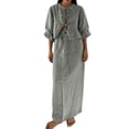 thumbnail image 4 of Women 2 Piece Skirt Sets Oversized Long Sleeve Top and Maxi Skirts Travel Vacation Set Gray L, 4 of 7