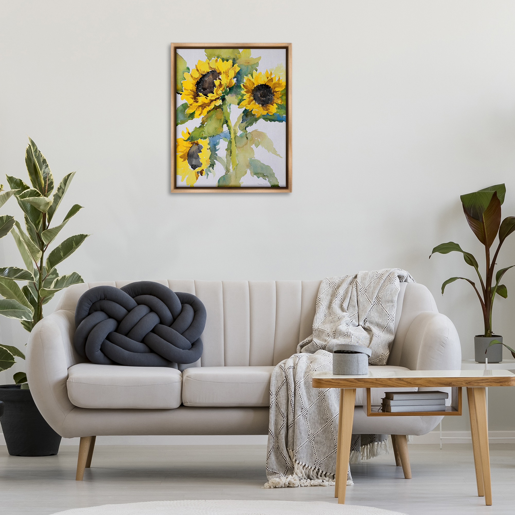 Stupell Industries Bright Blooming Bouquet Botanical & Floral Painting Brown Floater Framed Art Print Wall Art, 25 x 31
