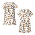 thumbnail image 5 of Salouo Dachshund Dog Puppy Print Short Sleeve Sleepshirt for Womens Comfy Nightgown Scoopneck Cute Nightdress Ruffle -XX-Large, 5 of 7
