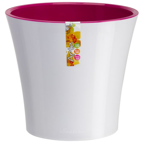 Santino Self Watering Planter Arte 7.7 Inch White/Purple Indoor Flower Pot for All House Plants, Flowers, Herbs, Succulents