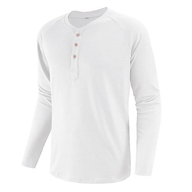 WREESH Chemises à Manches Longues Raglan Col Rond pour Hommes Coupe Slim Quotidienne avec Boutons