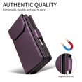 thumbnail image 6 of Leather For Apple iPhone 15 Pro Case Wallet With 11-Card Holder & Bills Slot, With Wrist Strap Soft PU Leather Magnetic For Women Wallet Case,Purple,For iPhone 15 Pro, 6 of 12