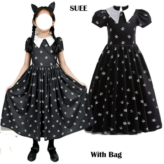 SUEE Halloween Addams Family Costume For Girls Wednesday Dress Peter Pan Collar Outfits