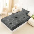 thumbnail image 4 of Feelyou Spooky Spider Web Twin Sheets, Cartoon Spider Bedding, Gray White, 3-Piece, 1 Flat Sheet, 1 Fitted Sheet and 1 Pillowcase, 4 of 5