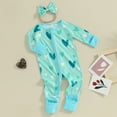 thumbnail image 2 of Bagilaanoe Newborn Baby Girl Valentine’s Day Jumpsuit Heart Print Long Sleeve Bodysuit + Headband 3M 6M 12M 18M Infant Spring One Piece Romper, 2 of 7
