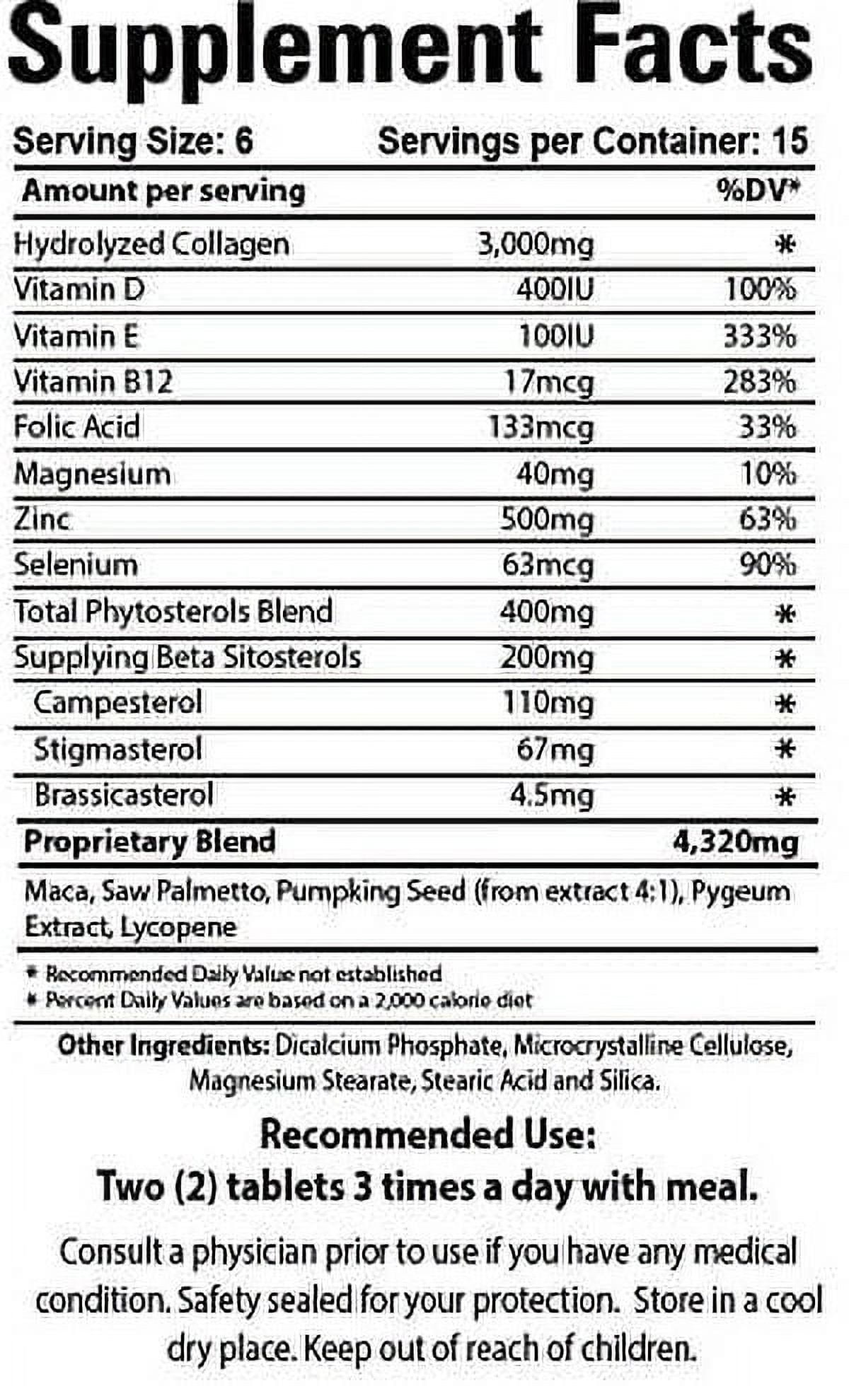 Collagen H - 90 Tablets - Men´s Formula Prostate Health - 100% Natural - Dietary Supplement