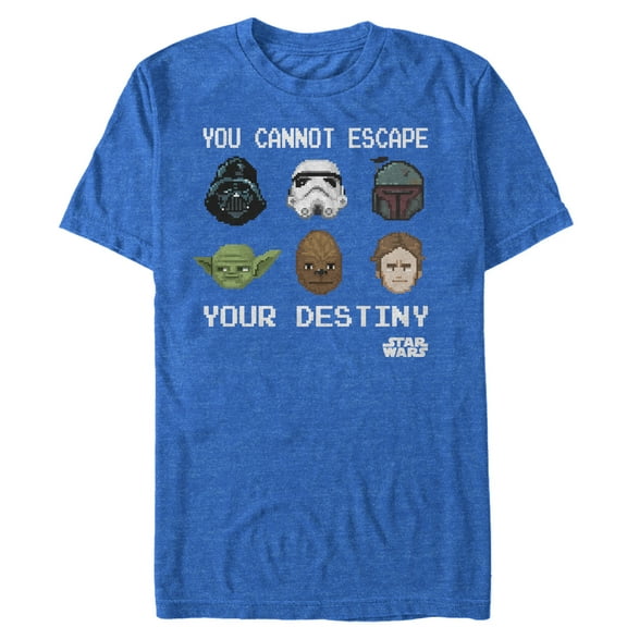 Men's Star Wars Pixelated Destiny Characters  Graphic Tee Royal Blue Heather Medium