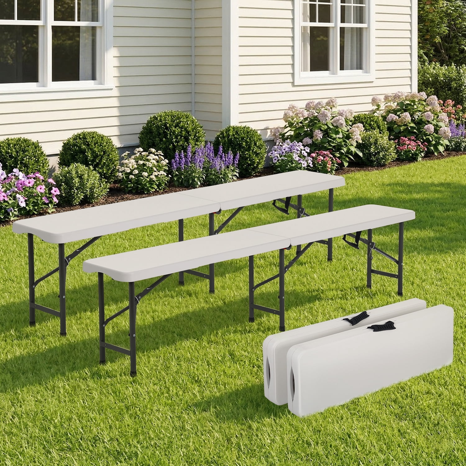Ktaxon Folding Plastic Outdoor Indoor 6' Bench for Picnic Camping