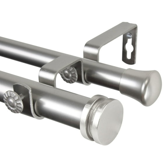Rod Desyne Bun 1" Double Curtain Rod - Satin Nickel