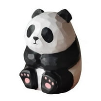 Panda Bear Figurine , Wooden, Carving, Hand-Made, Decoration, Miniature Animals,Family, Friends, Neighbors, Gifts