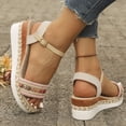 thumbnail image 5 of Rokment Womens Bohemian Ethnic Platform Wedge Sandals 2026 Beach Summer Woven Open Toe Ankle Strap Espadrilles Chunky Heeled Dressy Summer Shoes Red Size 6.5, 5 of 8