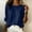 Navy, variant on IUYRTFE Women's Round Neck Long Sleeve Denim Top with Rolled Cuffs Casual Cotton Blend Blouse