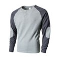 thumbnail image 5 of KHONTS Men's Henley Shirt Raglan Long Sleeve T Shirts Casual Lightweight Tops Classic Fashion Tees Light Gray XL, 5 of 5