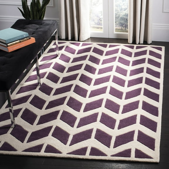 SAFAVIEH Chatham Easton Geometric Wool Area Rug, Purple/Ivory, 3' x 5'
