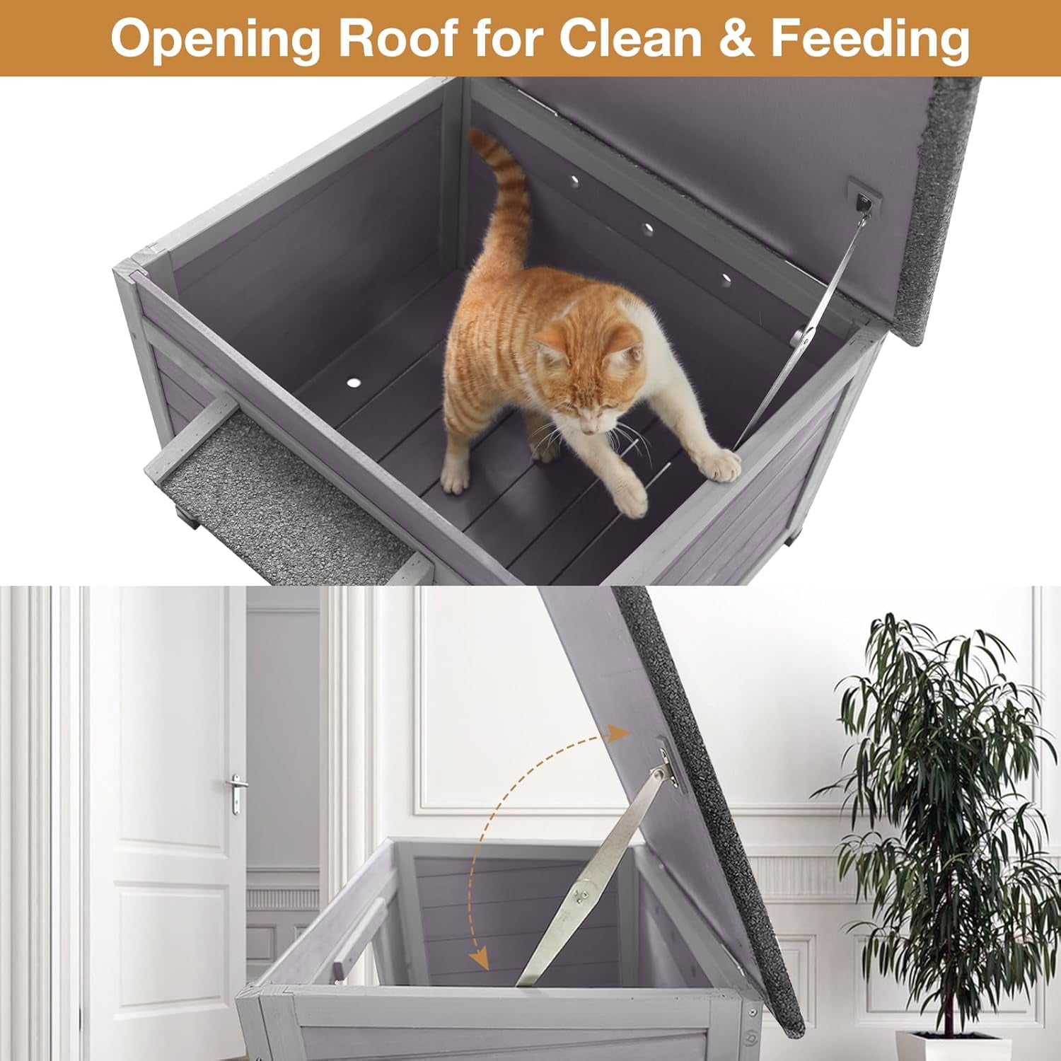 Aivituvin Outdoor Cat House Feral Cat Enclosure, Small Pet House Rainproof Cat House