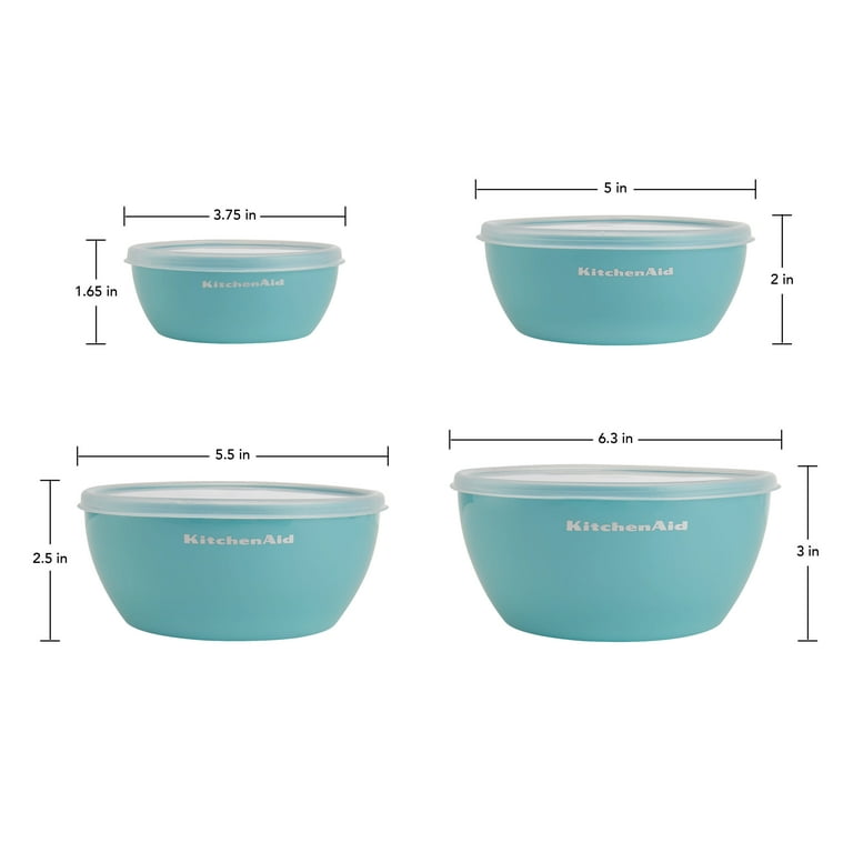  KitchenAid Plastic Prep Bowls with Lids, Set Of 4, Aqua Sky :  Home & Kitchen