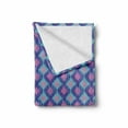 thumbnail image 2 of Ikat Soft Flannel Fleece Blanket, Tribal Abstract Shapes with Smudged Paint Effect Vertically Aligned Ogee, Cozy Plush for Indoor and Outdoor Use, 60" x 80", Purple Sky Blue and Pink, by Ambesonne, 2 of 6