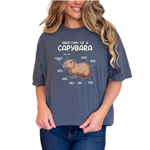 Anatomy of a Capybara T-Shirt, Cute Capybara Graphic Tee, Animal Lover Shirt, Funny Capybara Illustration Top, Capybara Gift Idea, Denim Comfort Colors T-Shirt, Small