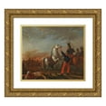 thumbnail image 1 of Carlos Morel 17x15 Gold Ornate Wood Frame and Double Matted Museum Art Print Titled - Cavalry Load - Series Uses and Customs of Buenos Aires (circa 1839), 1 of 4