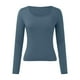 thumbnail image 3 of Top corto ajustado de manga larga para mujer: camiseta ajustada con cuello redondo, poliéster y spandex, diseño básico liso para hacer ejercicio, yoga y estilo informal., 3 of 4