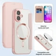 thumbnail image 4 of ShellTech for iPhone 17 TPU Clear Back Flip Wallet Case with RFID Blocking Card Slots & Camera Lens Protector, Compatible with MagSafe, PU Leather Magnetic Slim Shockproo Cover,Pink, 4 of 9