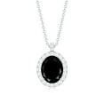 thumbnail image 2 of Rosec Jewels Lab Grown Black Diamond Pendant with Diamond Halo for Women - AAAA Grade, 14K White Gold, 2 of 7