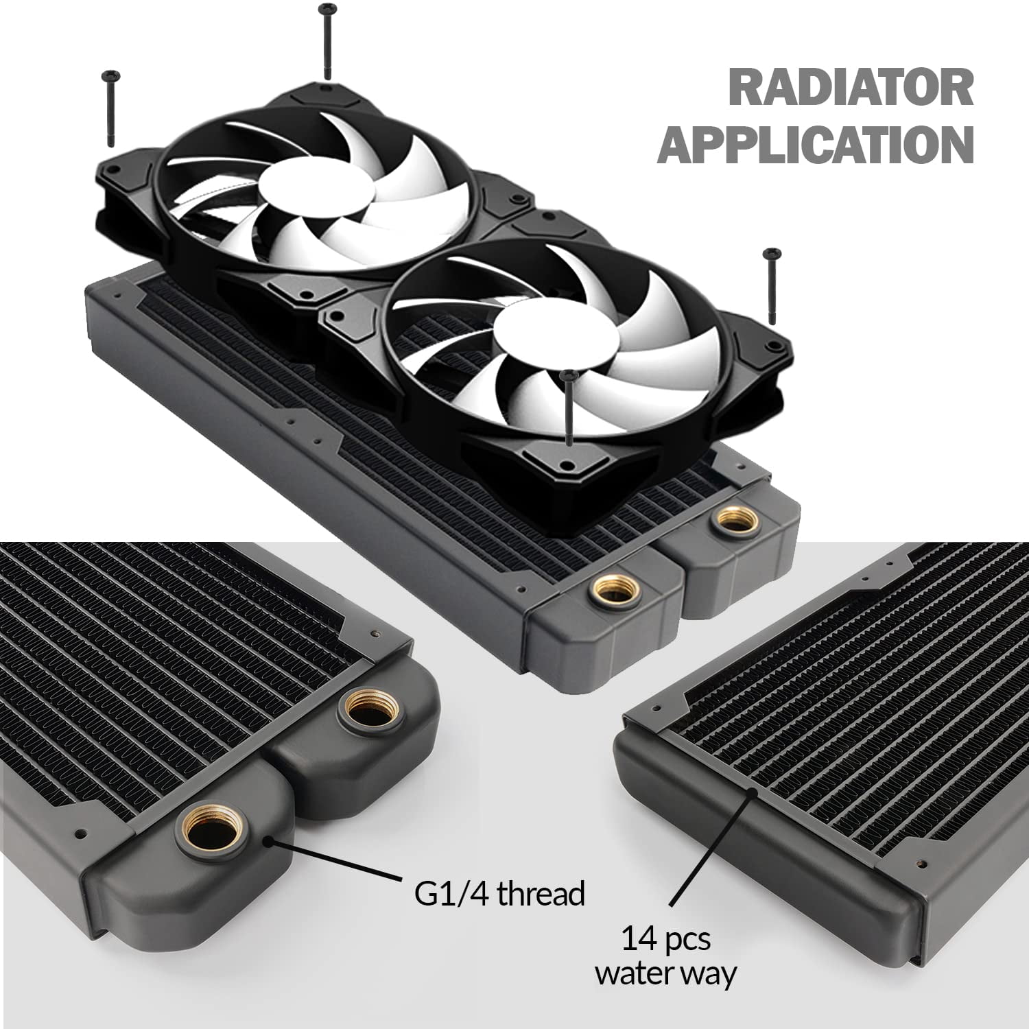 Dracaena Computer Radiator Copper Water Cooling Cooler for CPU Heat Sink - Liquid Heat Exchanger Dual G1/4 Port (360mm)