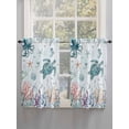 thumbnail image 5 of Teal Turtle Coastal 2 Panel Kitchen Curtains for Windows, Octopus Coral Summer Beach Starfish Bathroom Privacy Curtain, Home Décor Window Treatment for Bedroom/Living Room 55"x45", 5 of 6