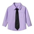 thumbnail image 4 of CCRFTGI Girls Boys Polo Shirt Button Down Collared Casual Spring Summer Dress Shirt for Kids Classic Size 7 Oxford Quick Dry Long Sleeve School Shirt Purple 3-4 Years, 4 of 8